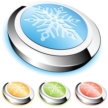 Crystal button with snowflake in different colors