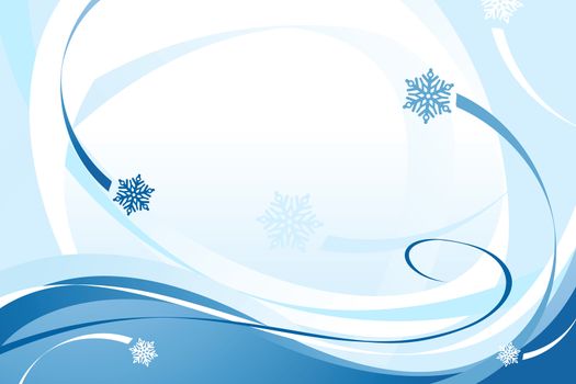 Abstract Blue Christmas Snowflake Background with waves