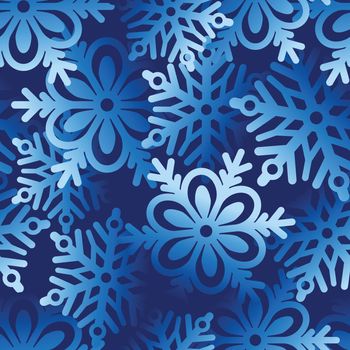 Winter seamless pattern with snowflakes in blue color