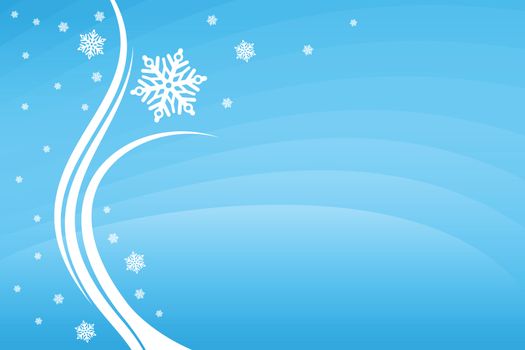Christmas background with snowflakes in blue color