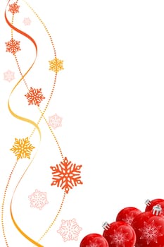 Abstract Christmas background with baubles and snowflakes