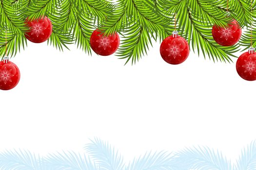 Christmas background with fir tree and balls for your design