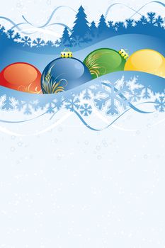 Christmas background with fir tree and balls for your design