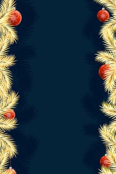 Christmas background with fir and balls for your design