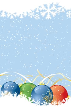 Christmas background with snow and balls for your design