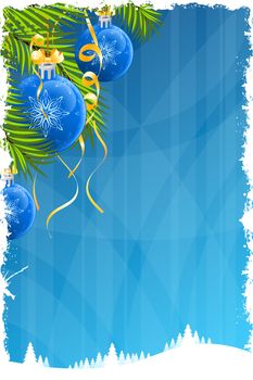Grunge Christmas background with Christmas tree and decoration