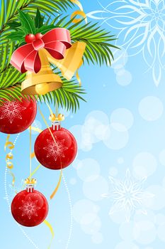 Christmas background with Christmas balls and bells