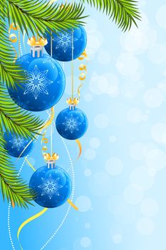 Christmas background with Christmas tree and Christmas Balls