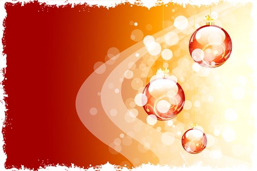 Grunge red Christmas background with Christmas balls and sparkles