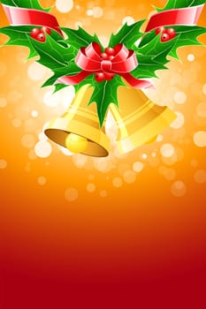 Christmas background with Christmas bells and mistletoe for your design