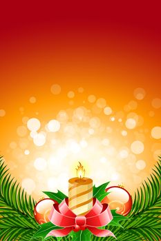 Christmas background with candle and decoration for your design