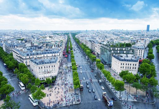 Aerial view of Paris from Triumph Arc.