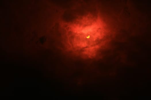 A solar Eclipse, shooting through a color filter. Moscow, Russia, 01-08-2008