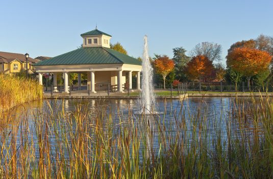 Public park and fountain Willsonville Oregon.