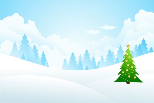 Winter Background with fir-tree and clouds for your design