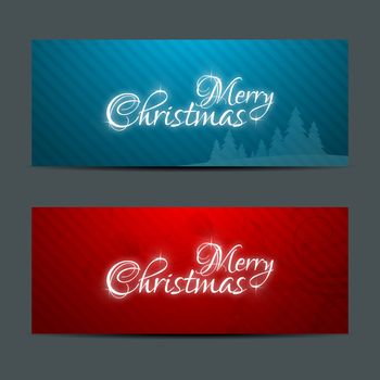 Merry Christmas banners set design in two color