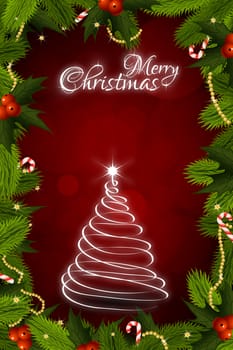 Christmas Greeting Card with Decorations