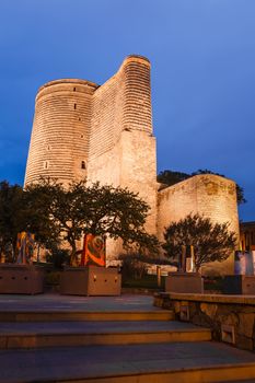 Maiden Tower in the evening, Baku, Azerbaijan