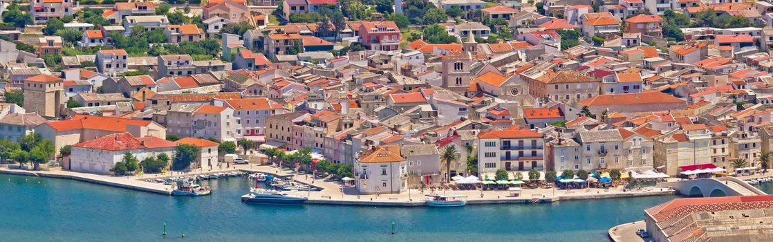 Town of Pag panoramic waterfront view, Dalmatia, Croatia 