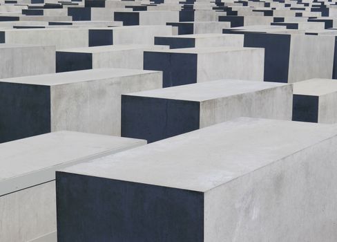 Holocaust Berlin memorial to the victims and murdered Jews of Europe designed with 2,711 concrete slabs or stelae, arranged in a grid pattern on a sloping field in the city center of Berlin, Germany.