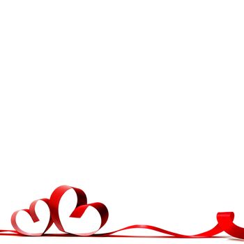 Red heart ribbon bow isolated on white background