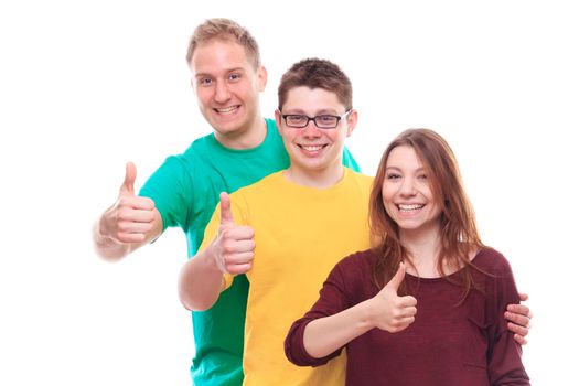 Three friends Showing OK Sign - studio shoot 