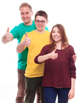 Three Young Friends Showing OK Sign - studio shoot
