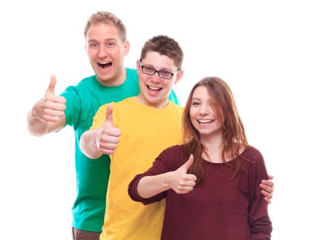 Three Young Friends Showing OK Sign - studio shoot
