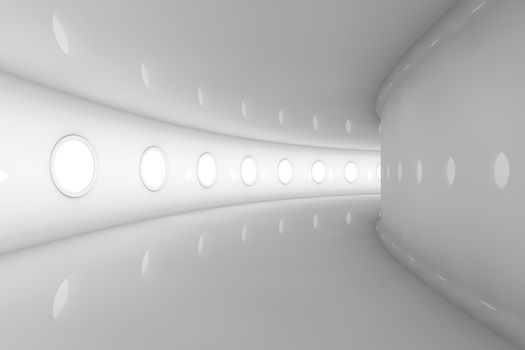 3D rendered Illustration of a empty futuristic spaceship or space station floor.