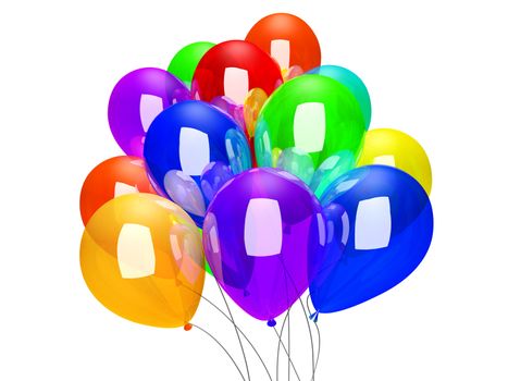 Balloons isolated on a white background. 3D rendered illustration.