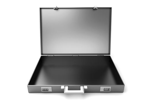 A open Briefcase isolated on white. 3D illustration.