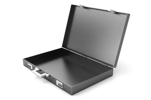 A open Briefcase isolated on white. 3D illustration.