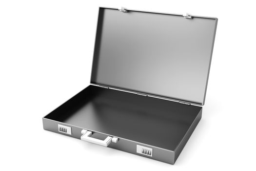 A open Briefcase isolated on white. 3D illustration.