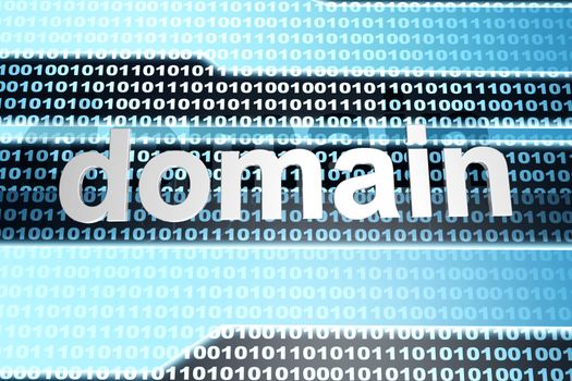 The word domain in front of a binary background.