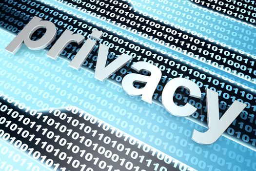 The word Privacy in front of a binary background.