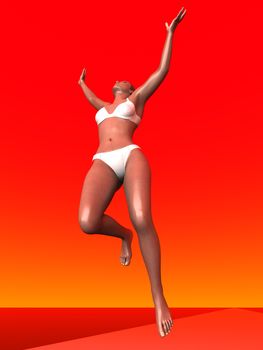 Jumping in Joy. 3D rendered Illustration.  