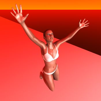 Jumping in Joy. 3D rendered Illustration.  