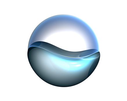 A sphere swimming in water. 3D rendered Illustration.