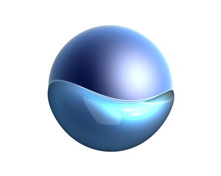 A sphere swimming in water. 3D rendered Illustration.