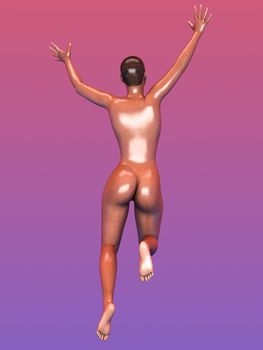 Jumping in Joy. 3D rendered Illustration. 