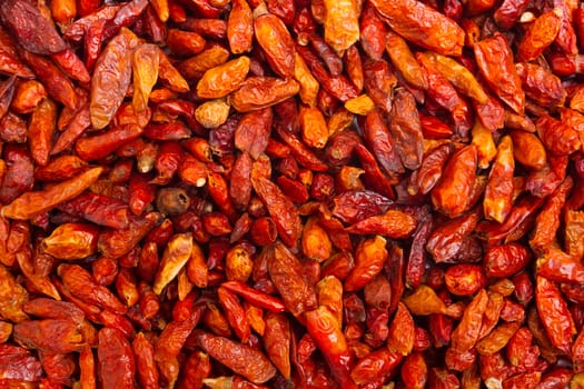 Dried red hot chili Peppers.