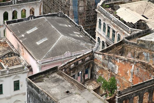 Rundown buildings in dowtown Salvador de Bahia, Brazil, South america.