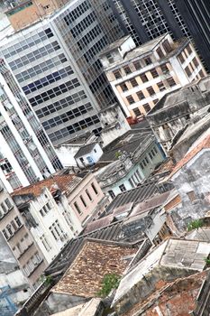 Rundown buildings in dowtown Salvador de Bahia, Brazil, South america.