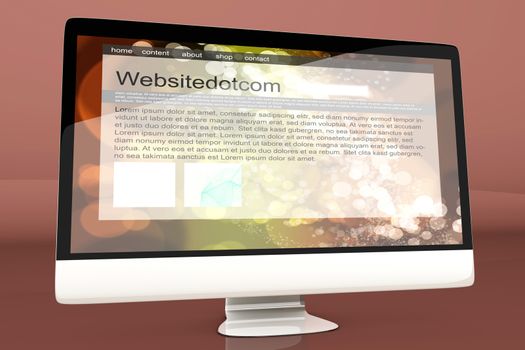 All in one Computer showing a generic website. 3d illustration.