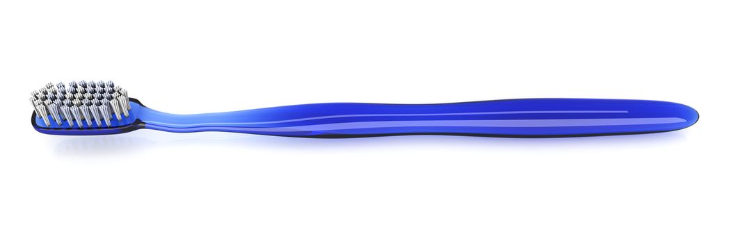 A blue toothbrush. 3D rendered Illustration. isolated on white.