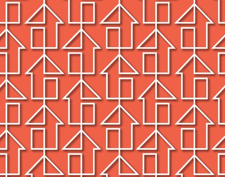abstract pattern line of houses on pink background