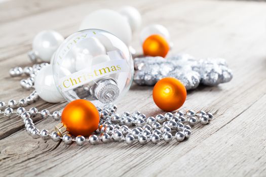 Christmas decoration on wooden background