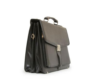 Business leather briefcase isolated