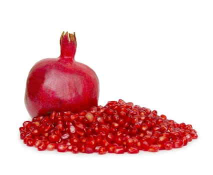 Ripe pomegranate fruit isolated on white background cutout