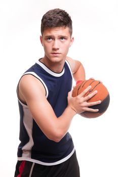Basketball player with the ball - studio shoot 